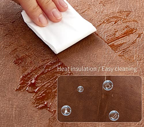 Faux Leather Placemats Set of 4,with 4 Cup Rectangle Coffee Brown - Picture 7 of 7