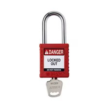 Brady Sdpl-Red-38St-Kd Padlock, Keyed Different, Nylon, Red, 1 1/2 In Shackle