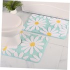  Bathroom Rugs Set 2 Piece, Cute Daisy Bath Mat Green Toilet Rug U Shaped, 