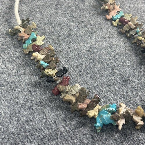Collar Fetiche Zuni De Colección 62 Animales Piedra Tallada Turquesa Oso Joyería Nativa - Imagen 9 de 14