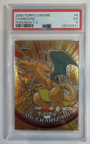CHARIZARD  Pokemon Card - 2000 Topps Chrome - #6 - Pokemon T.V.   PSA 5