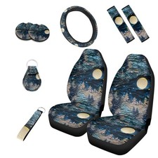 9pc Origami Starry Forest Moon Car Seat Cover Set - Universal Fit, Full Set