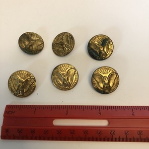 Vintage 39 Stars Golden Metal Buttons — Eagle with Outstretched Wings