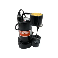 Dayton 3BB71 Submersible Sump Pump w Piggyback Vertical Float, 1/2 HP, 115V 1.5"