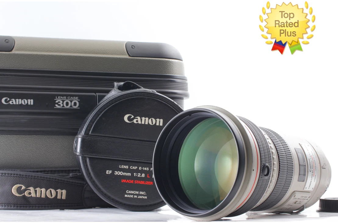 キャノン LENS EF 300mm 1:2.8 L ウルトラソニック レンズ Canon EOS EF 300mm f2.8 L Ultrasonic Lens w/ Case, Shade, Collar [EXC]