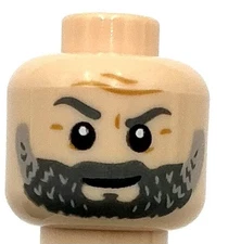 Lego New Light Nougat Minifigure Head Dark Bluish Gray Eyebrows Beard Grandpa