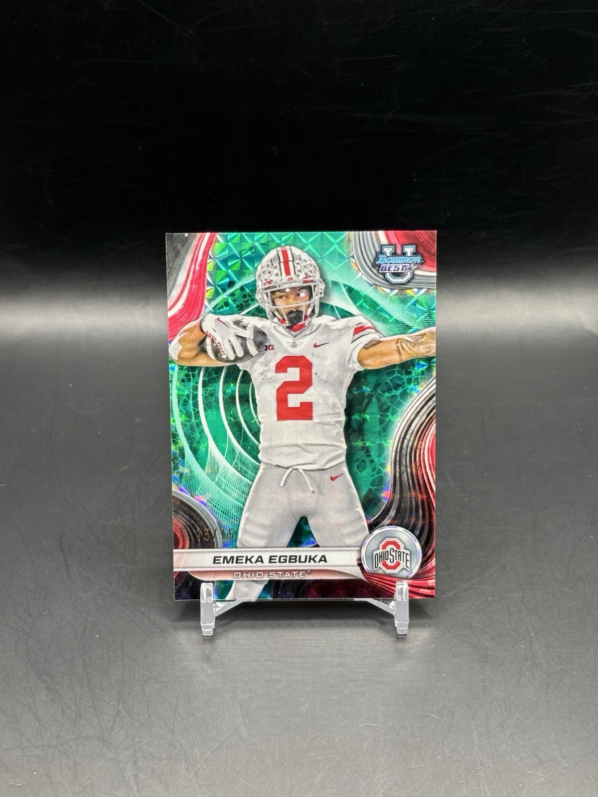 2024 Bowman U Best EMEKA EGBUKA #15/15 Teal Refractor Ohio State Buckeyes