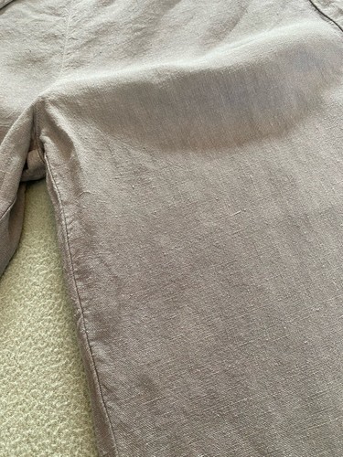 SAHARA TROUSERS SZ SMALL WOMENS GREY 100% LINEN HIGH ELASTIC WAIST PULL ON - 第 7/12 張圖片