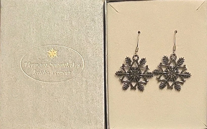 Rare Danforth Pewter Snowflake Bentley Dangle Earrings Handcrafted Vermont View 2