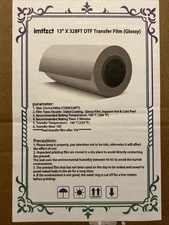 13" DTF Printer Transfer Roll Film 13inx328ft DTF Premium Cold & Hot Peel Film