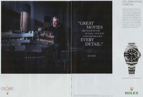 Rolex Submariner Date Print Ad James Cameron Titanic Movie Oscar Winner 2017 - Bild 2 von 5