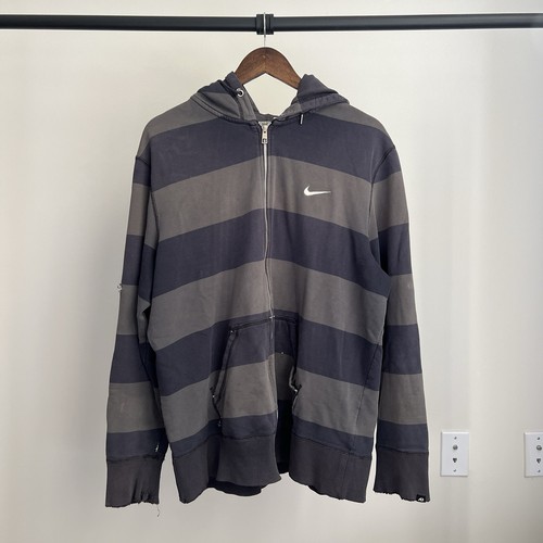 Vintage Y2K Nike Striped Distressed Emo Grunge Men’s XXL Zip Up Hoodie