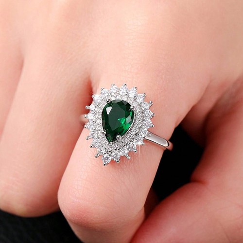 Fashion Silver Plated Rings for Women Cubic Zirconia Wedding Jewelry Size 6-10 - Picture 10 of 21