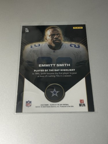 Jugador del día Panini 2024 EMMITT SMITH #56 Dallas Cowboys fútbol americano - Imagen 2 de 2