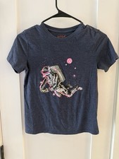 Cat Jack Graphic Shirt 8/10 M Boys Floating Astronaut Blue T-shirt Unisex