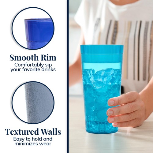 Vasos reutilizables de plástico para café (juego de 12) tazas de té helado de 32 onzas, costeros |... - Imagen 4 de 8