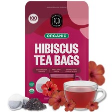Organic Hibiscus Tea, 100 Count, Eco-Conscious Tea Bags, Caffeine Free, Packa...