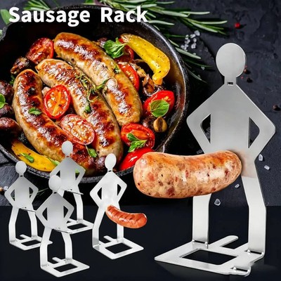 Stainless Steel BBQ Sausage Holder Novelty Party Camping Roaster Hot Dog Grills