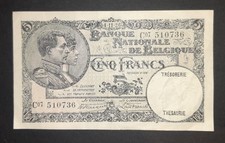 1926 Banque Nationale De Belgique , Belgium 5 Francs Note Condition Good