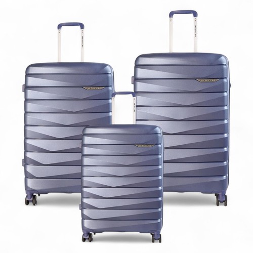 Hard Shell TSA Blue Strong Suitcase Set 8 Wheel Cabin Luggage Case - Picture 1 of 36