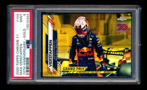2020 Topps Chrome F1 159 Max Verstappen RC 70th Anniversary Gold Refractor PSA 9