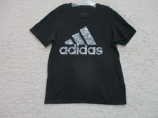 Adidas Shirt Medium Adult Black Tee Casual Spell Out Logo Cotton Modern Mens M