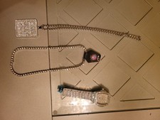 Iced Out Jewerly Set Necklace Watch And Chain