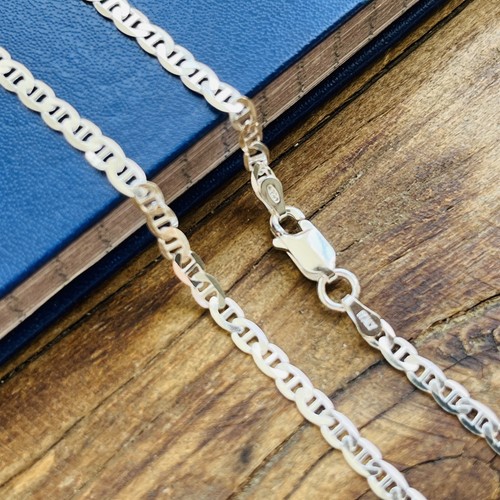 Real Solid 925 Sterling Silver Mens Mariner Chain Link Bracelet or Necklace - Picture 8 of 15