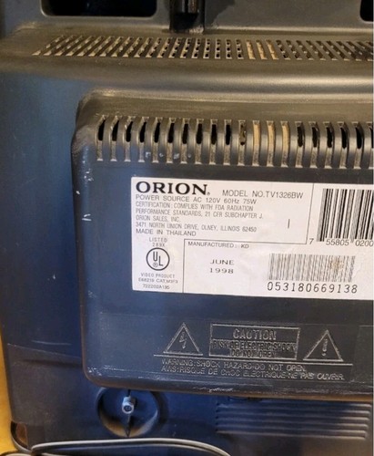 Orion  13” CCD Retro TV Model 1326 TESTED/WORKING CRT Vintage Gaming TV Only!! - Picture 6 of 6