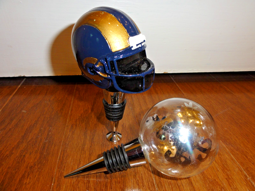 Set of 2 Wine Stoppers – VCU Rams Helmet & Crystal Ball Barware Gift - Picture 8 of 9