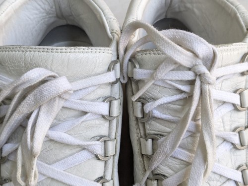 Scarpe sneakers alte Balenciaga Arena uomo 9 42 pelle bianca stringate - Foto 4 di 15