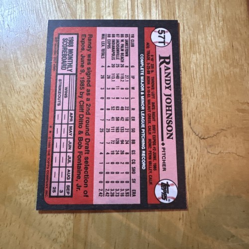 1989 Topps Traded Set Break # 57T Randy Johnson Seattle Mariners - Bild 2 von 2