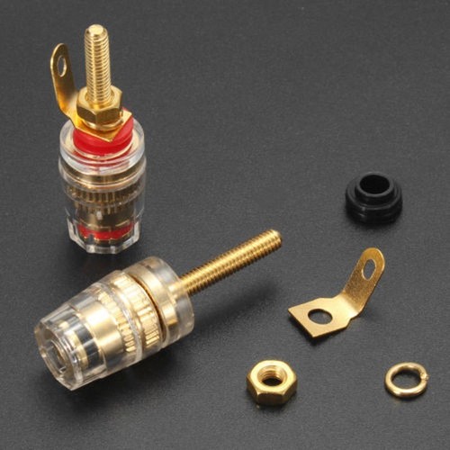 Speaker Terminal Binding Posts Set Accessories Black/Red Copper+Plastic Gold - Photo 5/6