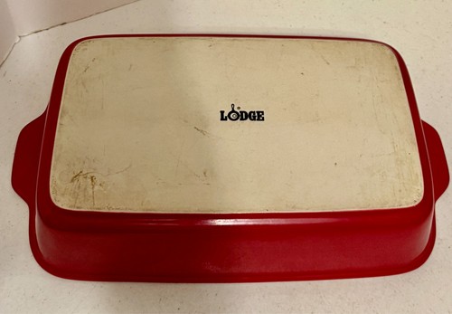 Plato de panadero rectangular Lodge de gres 13 X 8 rojo blanco - Imagen 6 de 7