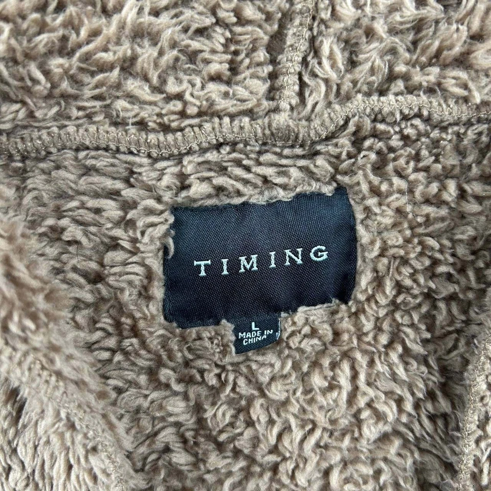 Chaqueta polar de piel de oso de peluche Timing Brand grande marrón al aire libre cálida difusa Foto 3 de 4