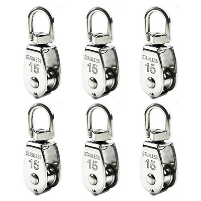 6Pack Stainless Steel Wire Rope Crane Pulley Block M15 Lifting Crane Swivel H...