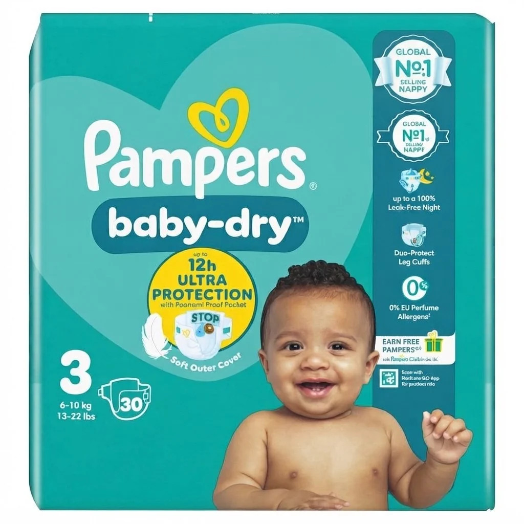 4x 30s Pampers Baby-Dry Nappies Size 3 12h Ultra Protection - Image 3