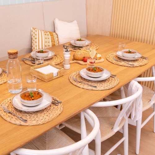 YANGQIHOME 6 Pack Round Woven Placemats Natural Water Hyacinth Wicker Place m... - Picture 2 of 9