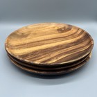 Vintage Mid-Century Modern Round Wood Plates 12” Set of 3