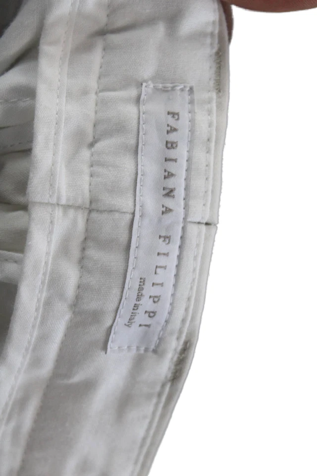 Pantalones Fabiana Filippi para mujer con cremallera tiro medio con cuentas blancos talla XS Foto 4 de 4