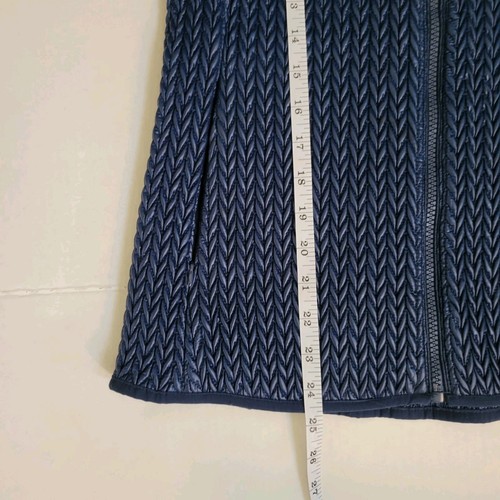 DKNY marineblau gewebte strukturierte Stretch ärmellose Weste mit Reißverschlusstaschen Damen Medium - Bild 8 von 9