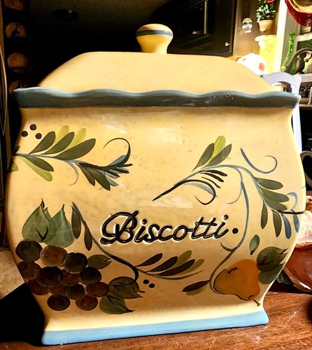 Vintage Hand-Painted Ceramic Biscotti Jar Tuscan Style Made for Nonni’s - Picture 12 of 12