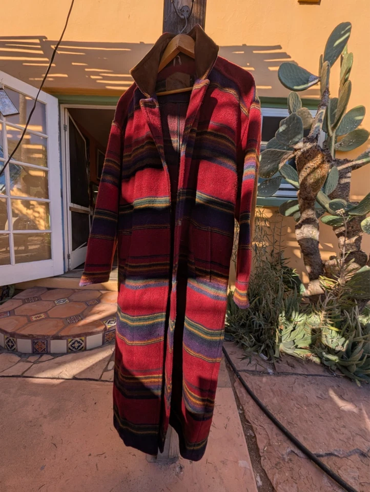 ABRIGO MANTA VINTAGE 1970 LANA WOOLRICH RAYAS LARGAS SUROESTE TALLA XL Foto 3 de 4