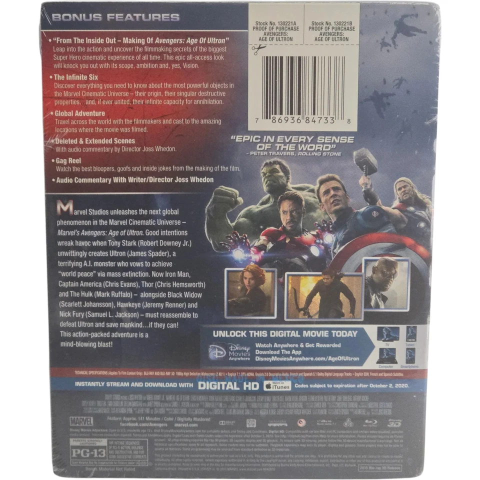 Avengers: Age Of Ultron Blu-Ray 3D+2D Steelbook Débossé Best Buy 2018 A Zone - Bild 3 von 4