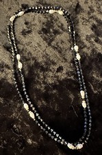 Black Spinel  Fresh Water Pearl Necklace W/14k Gold Spacers