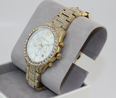 NEW AUTHENTIC MICHAEL KORS LAYTON GOLD CRYSTALS GLYTZ PAVE NEW AUTHENTIC MICHAEL KORS LAYTON GOLD CRYSTALS GLYTZ PAVE