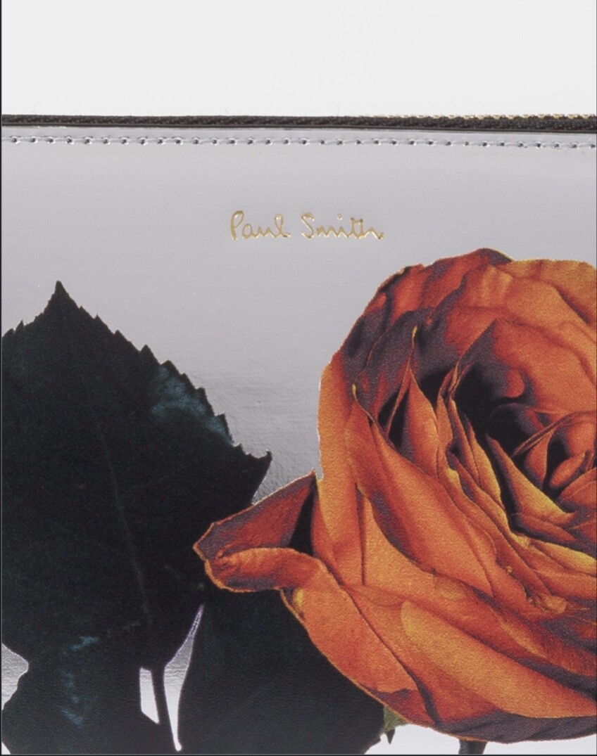 NEW Paul Smith Women Wallet Large Zip Around IN Silver Leather rose design NEW Paul Smith Women Wallet Large Zip Around IN Silver Leather rose design