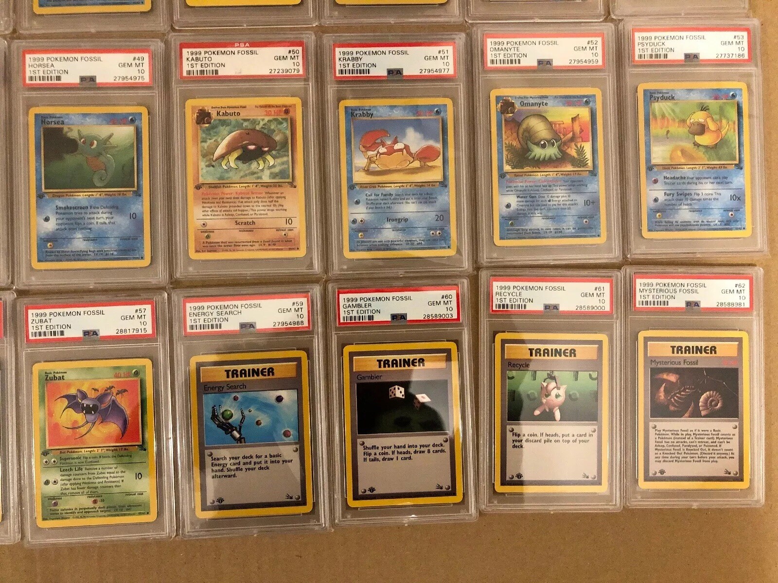 1st Edition Fossil COMPLETE Set PSA 10 62/62 Pokemon Cards | Dragonite Lapras… - Foto 10 di 10