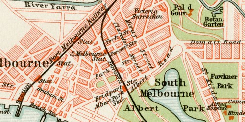 Melbourne Hobson Bay Australien historischer Stadtplan Lithographie ca. 1892 - Bild 6 von 10