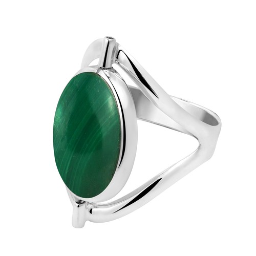 Flip Green Malachite and White Shell Sterling Silver Oval Ring - Picture 5 of 7